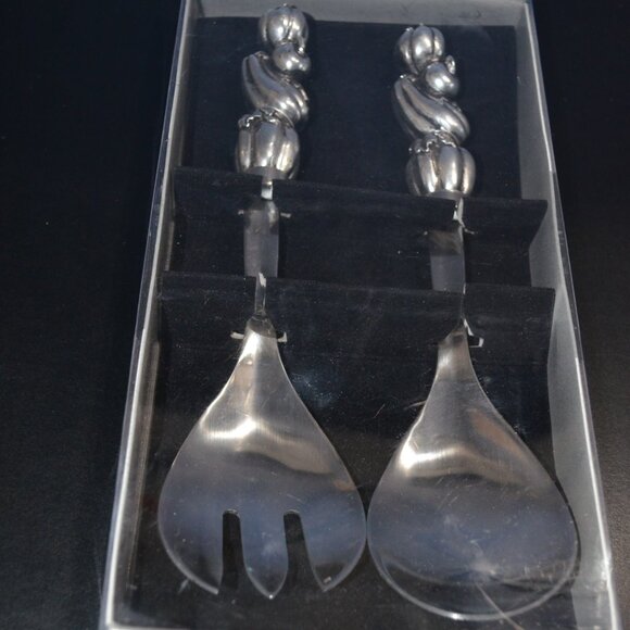 Boston Warehouse Harvest Dellarobbia Salad Serving Set, Stainless Steel, New - Picture 4 of 7